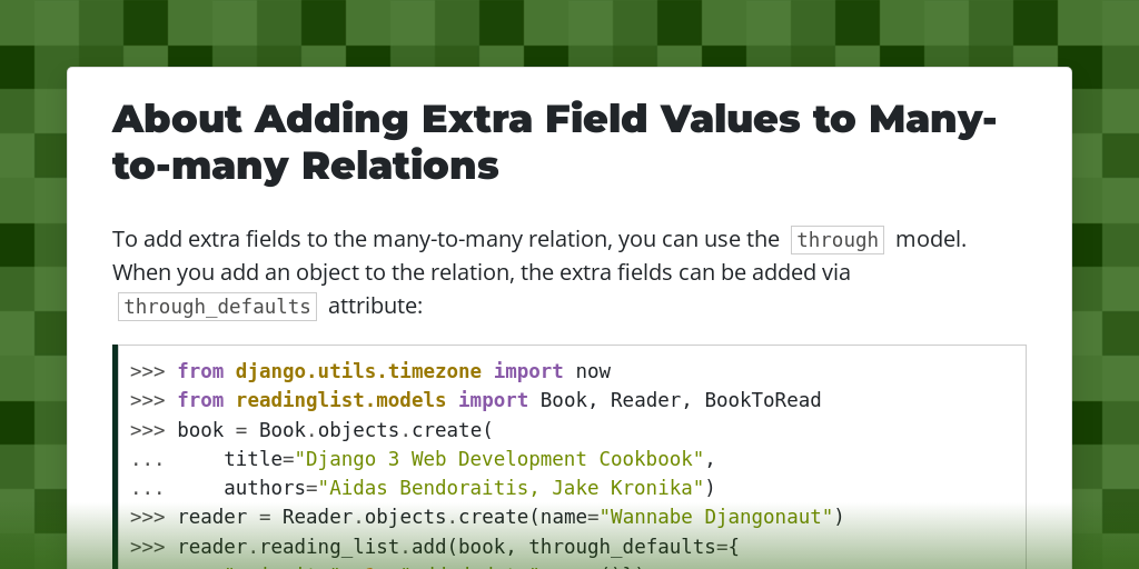 About Adding Extra Field Values to Many-to-many Relations