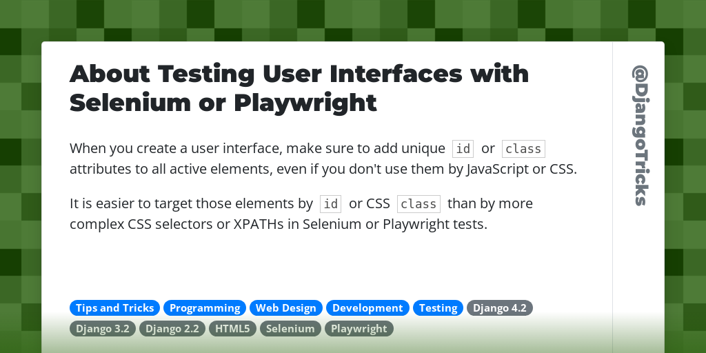 About Testing User Interfaces with Selenium or Playwright