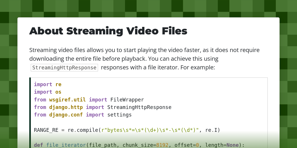 About Streaming Video Files