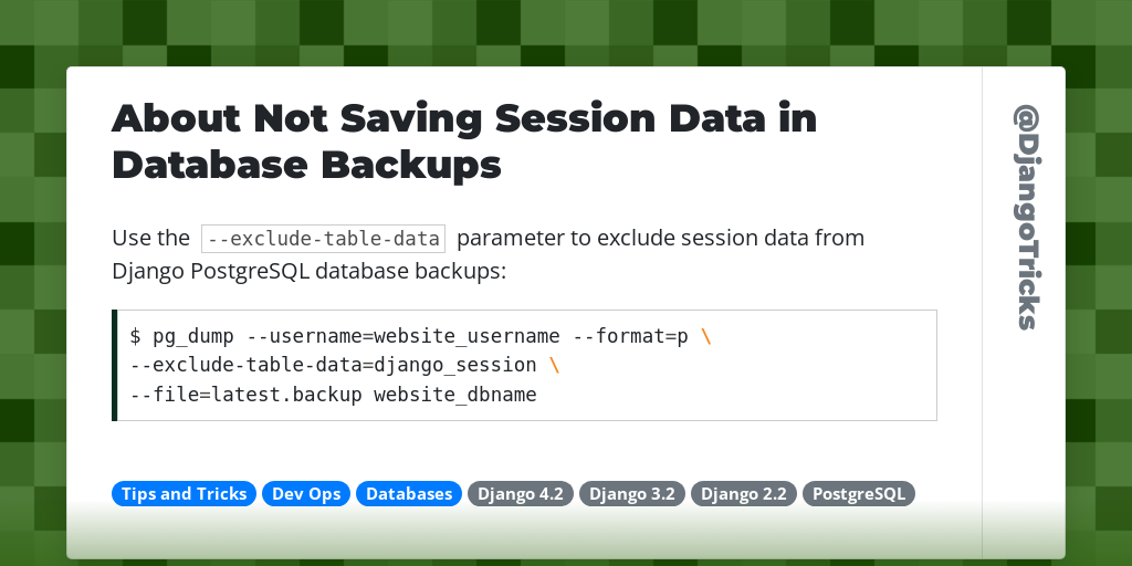 About Not Saving Session Data in Database Backups