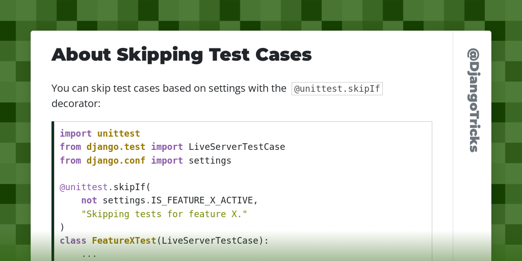 About Skipping Test Cases