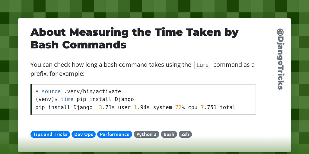 About Measuring the Time Taken by Bash Commands