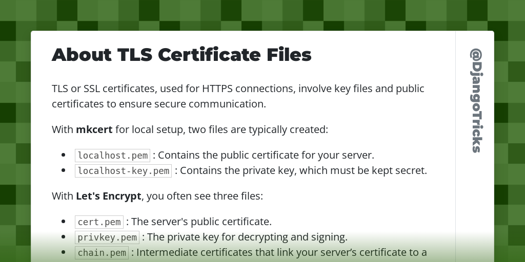 About TLS Certificate Files