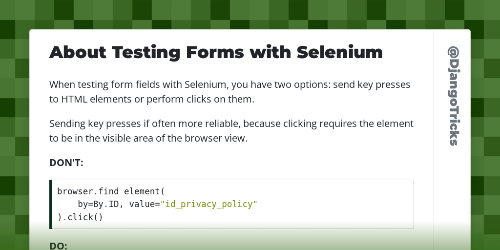 About Testing Forms with Selenium