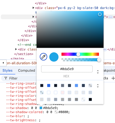 Color picker inside the browser