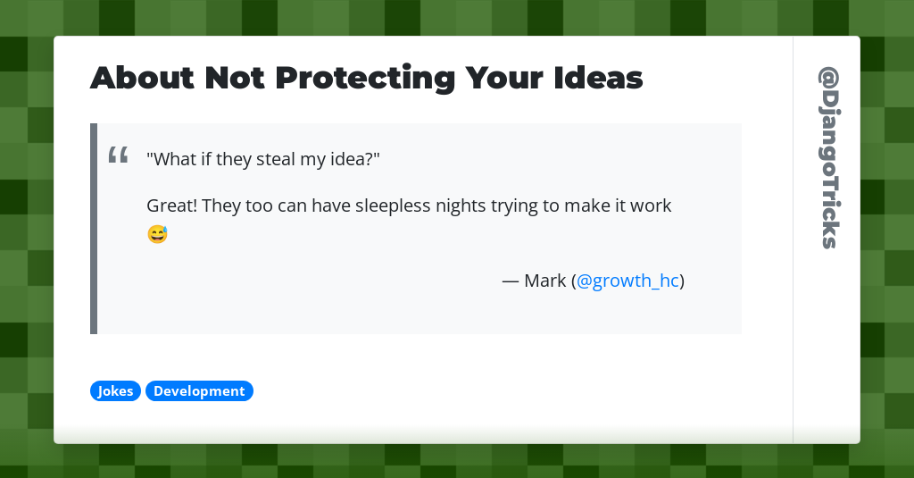 About Not Protecting Your Ideas