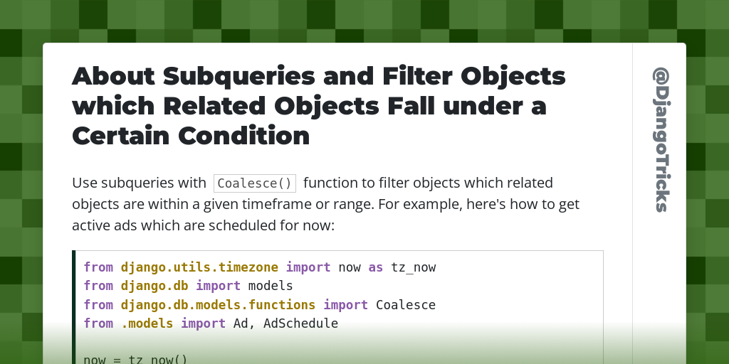 About Subqueries and Filter Objects which Related Objects Fall under a Certain Condition