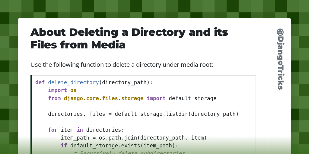 About Deleting a Directory and its Files from Media