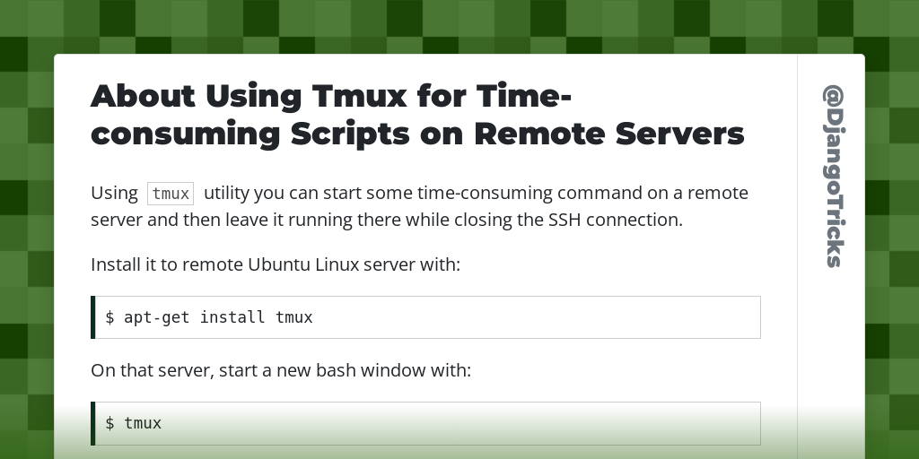 About Using Tmux for Time-consuming Scripts on Remote Servers