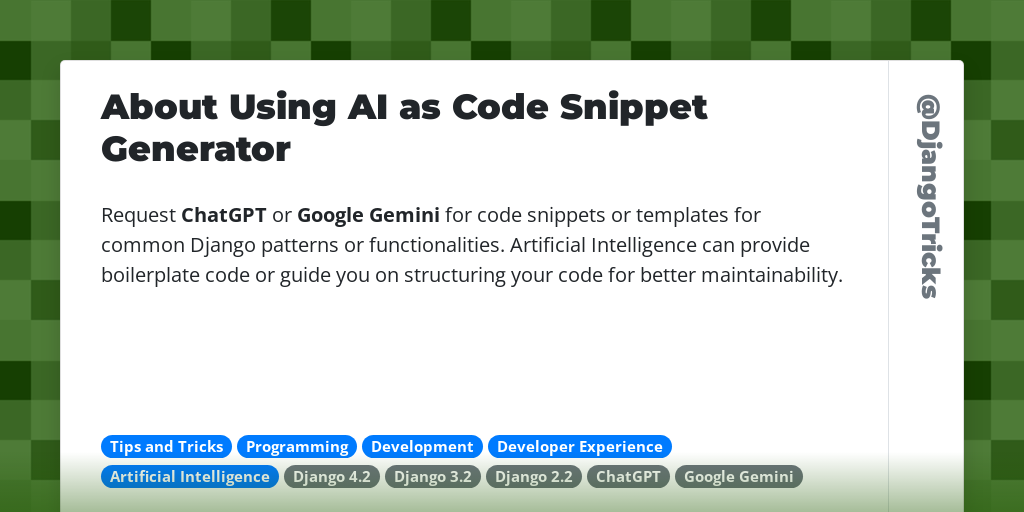 About Using AI as Code Snippet Generator