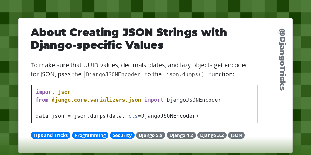 About Creating JSON Strings with Django-specific Values