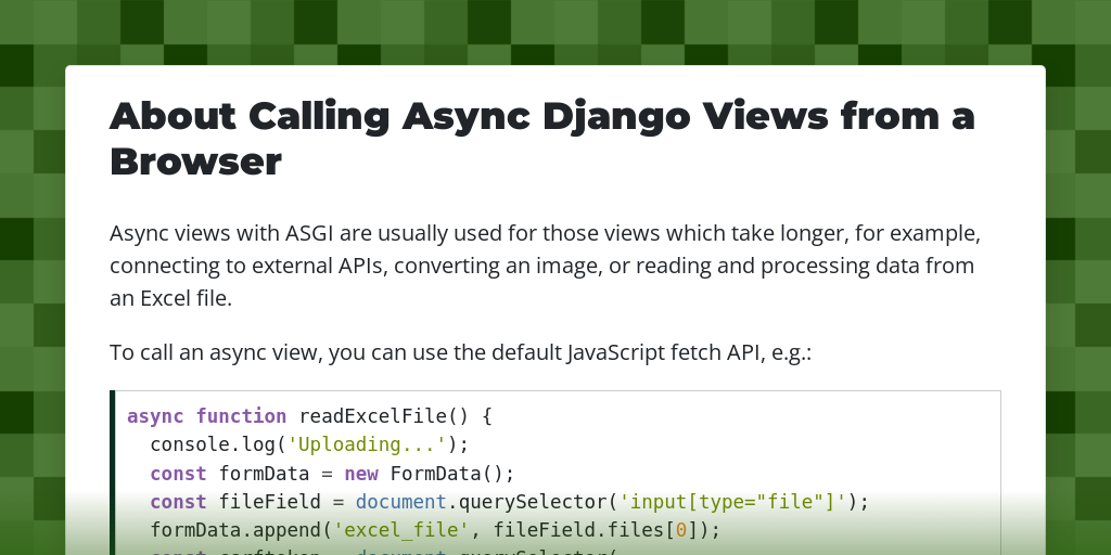 About Calling Async Django Views from a Browser