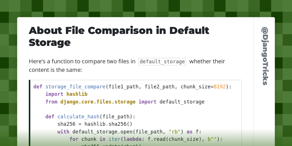 About File Comparison in Default Storage