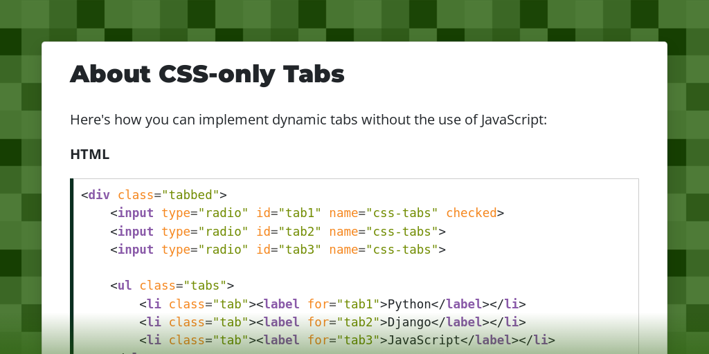 About CSS-only Tabs