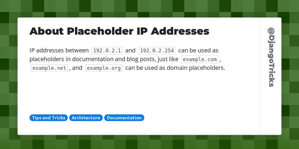 About Placeholder IP Addresses