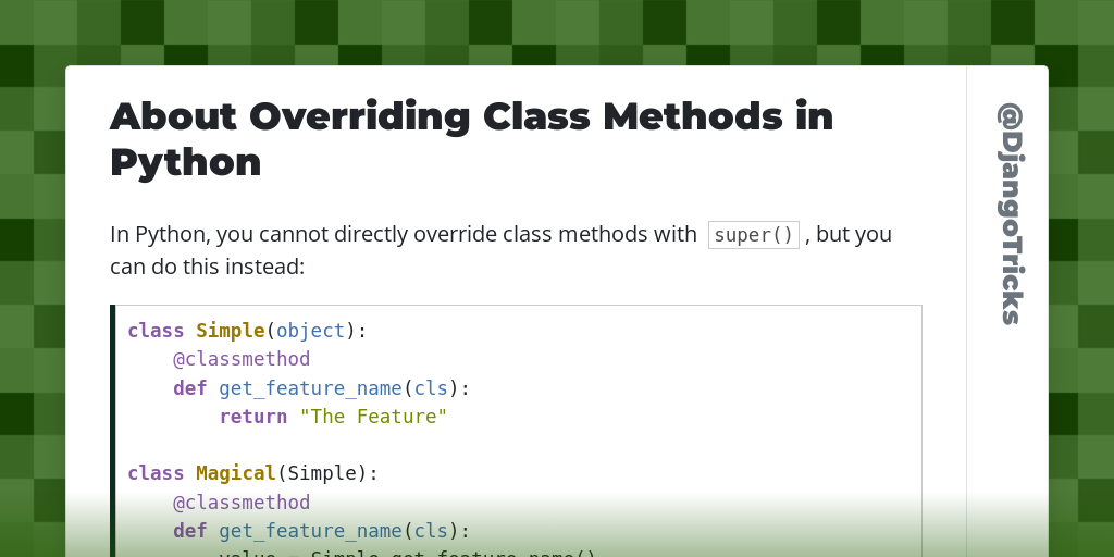 About Overriding Class Methods in Python