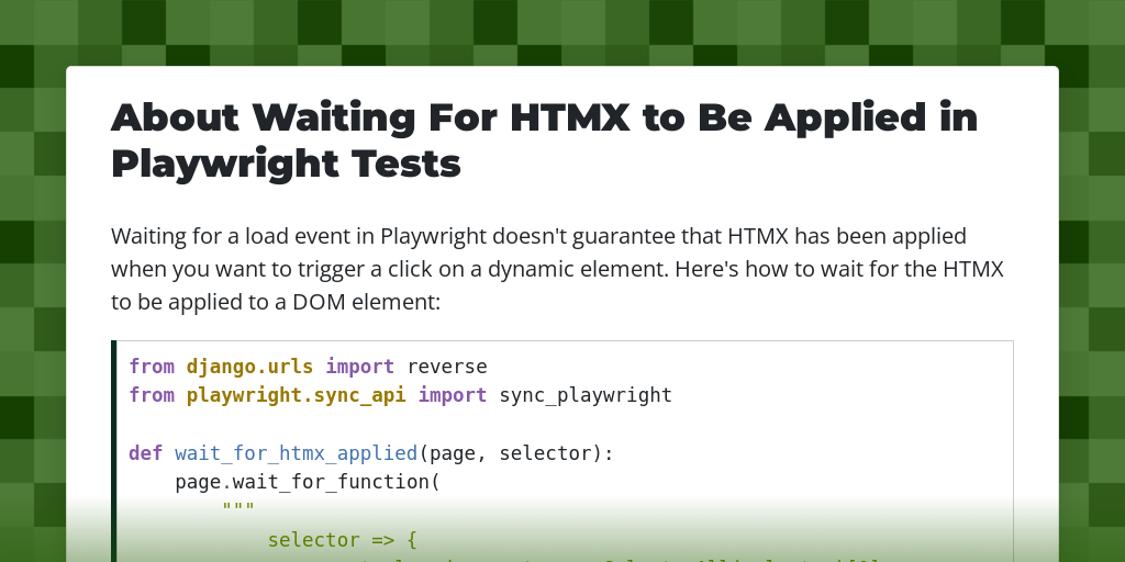 About Waiting For HTMX to Be Applied in Playwright Tests