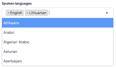 multiple-selection autocomplete field