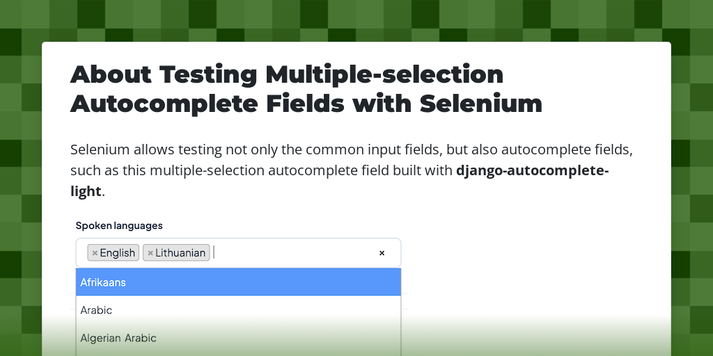 About Testing Multiple-selection Autocomplete Fields with Selenium