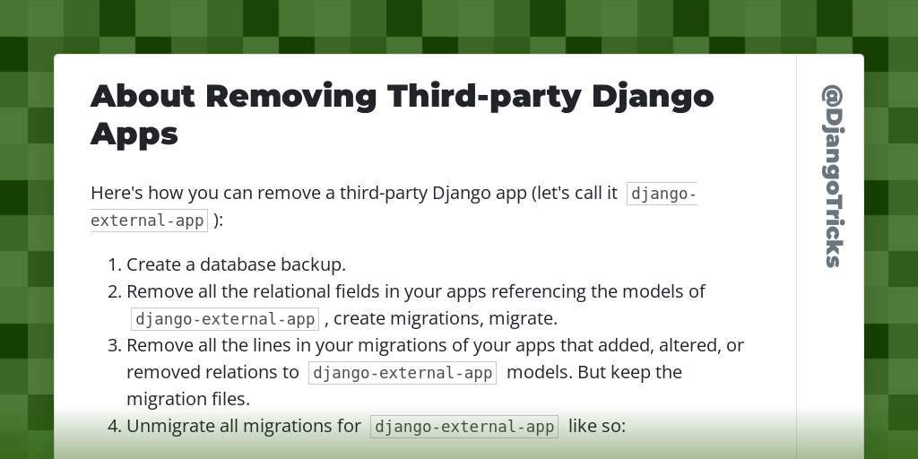 About Removing Third-party Django Apps