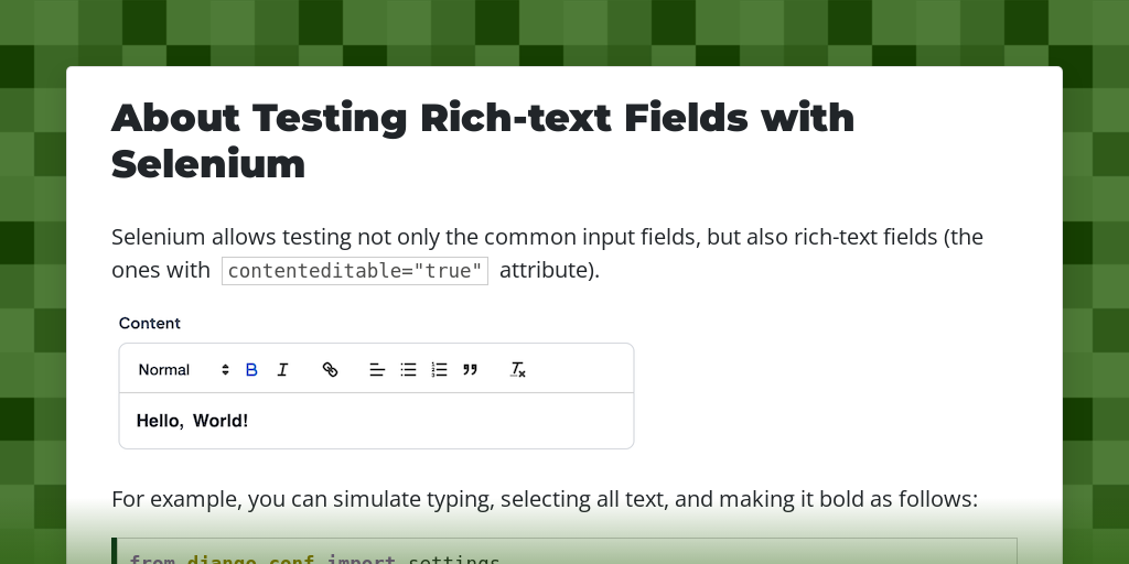 About Testing Rich-text Fields with Selenium