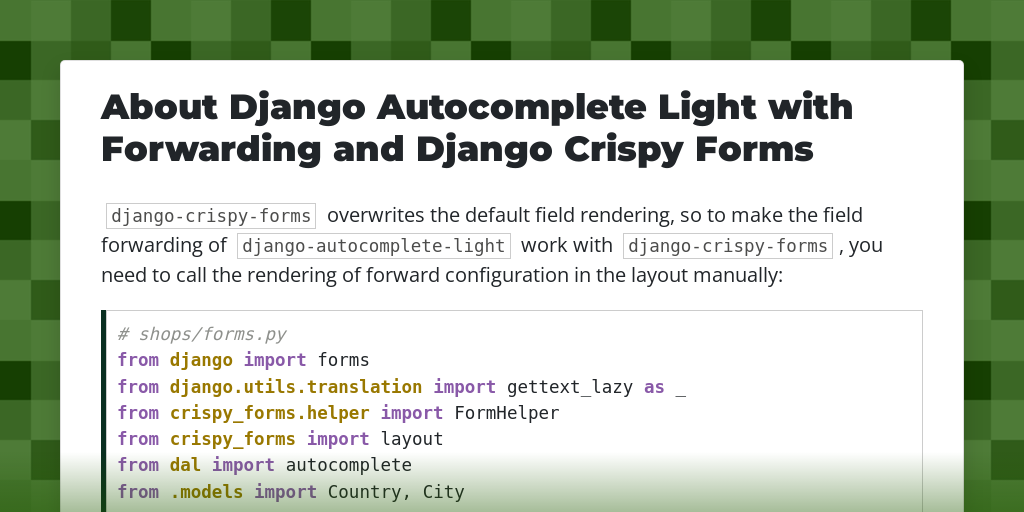 About Django Autocomplete Light with Forwarding and Django Crispy Forms