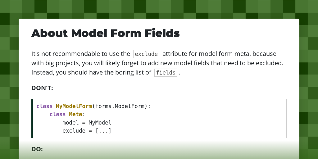 About Model Form Fields