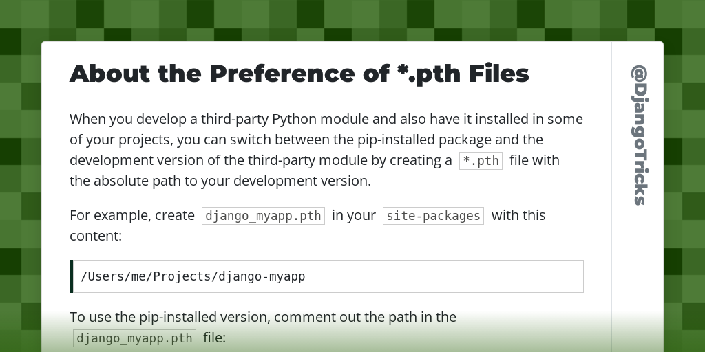 About the Preference of *.pth Files