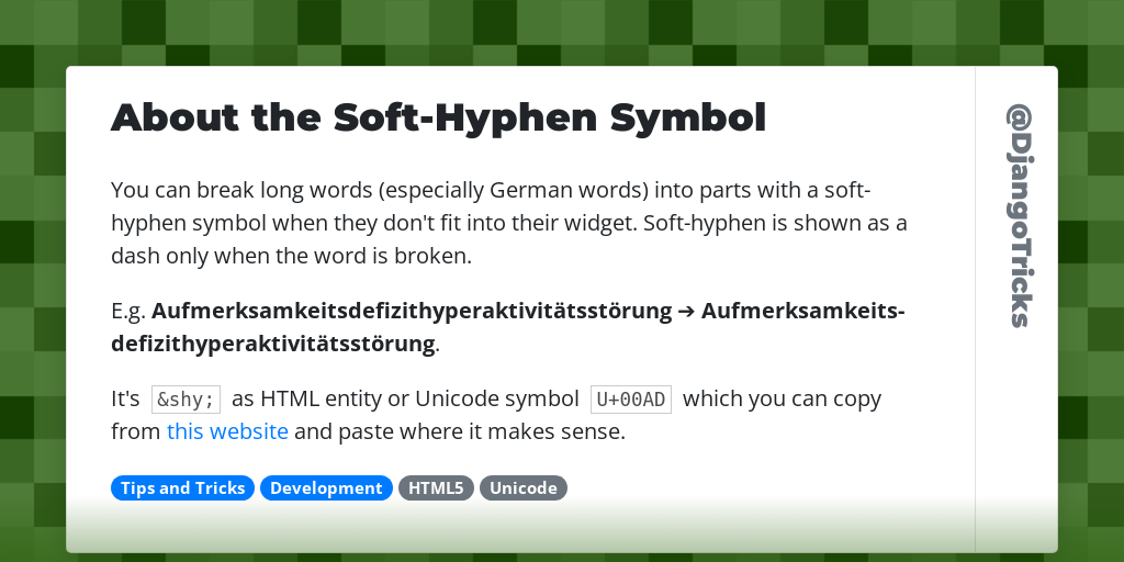 About the Soft-Hyphen Symbol