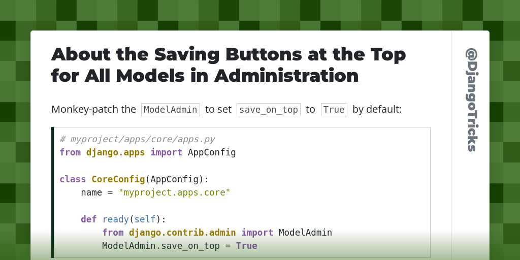 About the Saving Buttons at the Top for All Models in Administration