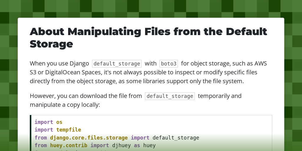 About Manipulating Files from the Default Storage