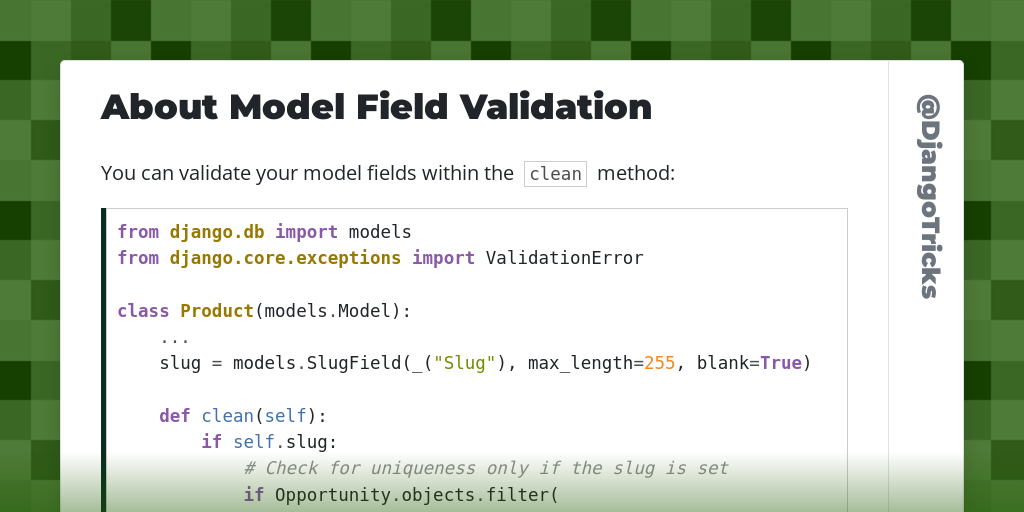 About Model Field Validation