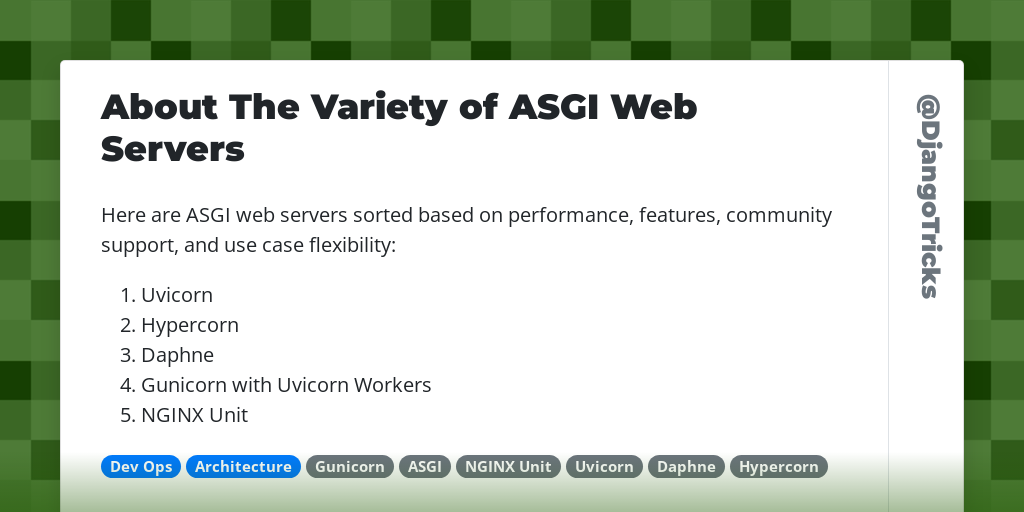 About The Variety of ASGI Web Servers