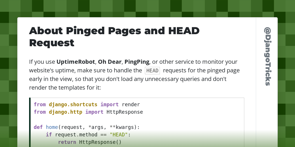 About Pinged Pages and HEAD Request