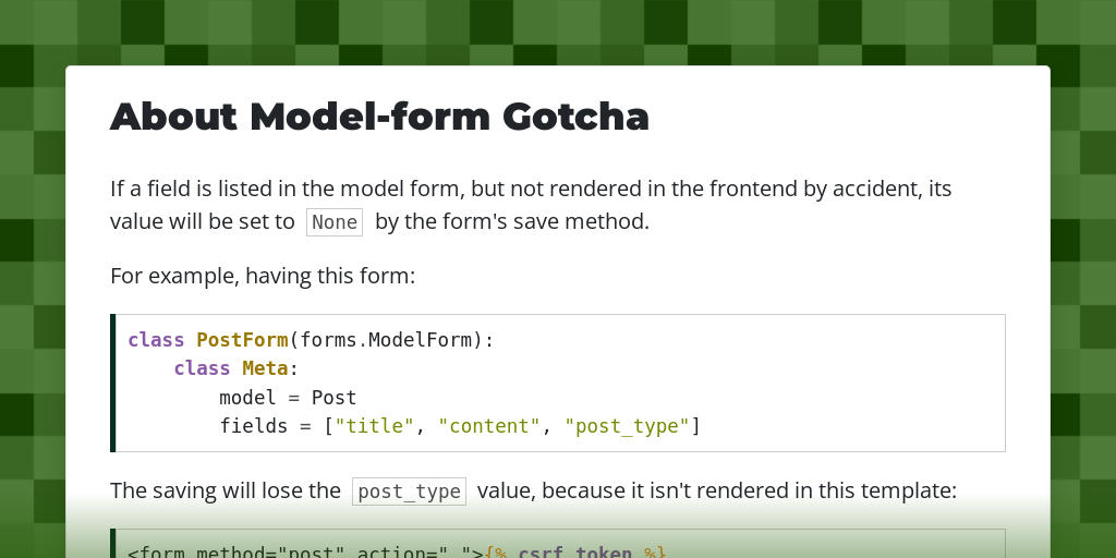 About Model-form Gotcha