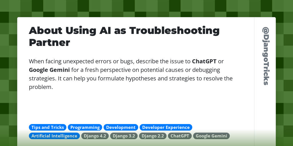 About Using AI as Troubleshooting Partner