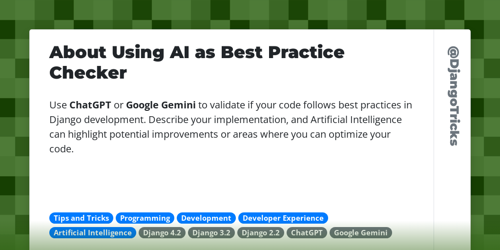 About Using AI as Best Practice Checker