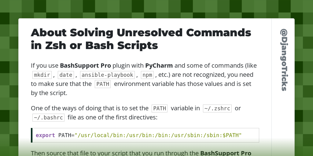 About Solving Unresolved Commands in Zsh or Bash Scripts