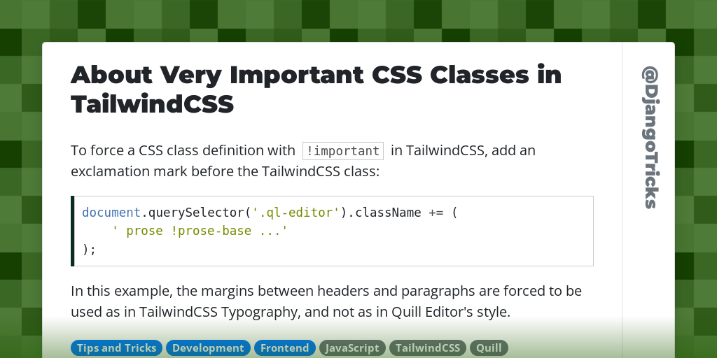 About Very Important CSS Classes in TailwindCSS