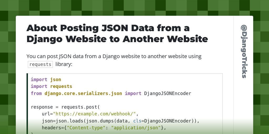 About Posting JSON Data from a Django Website to Another Website