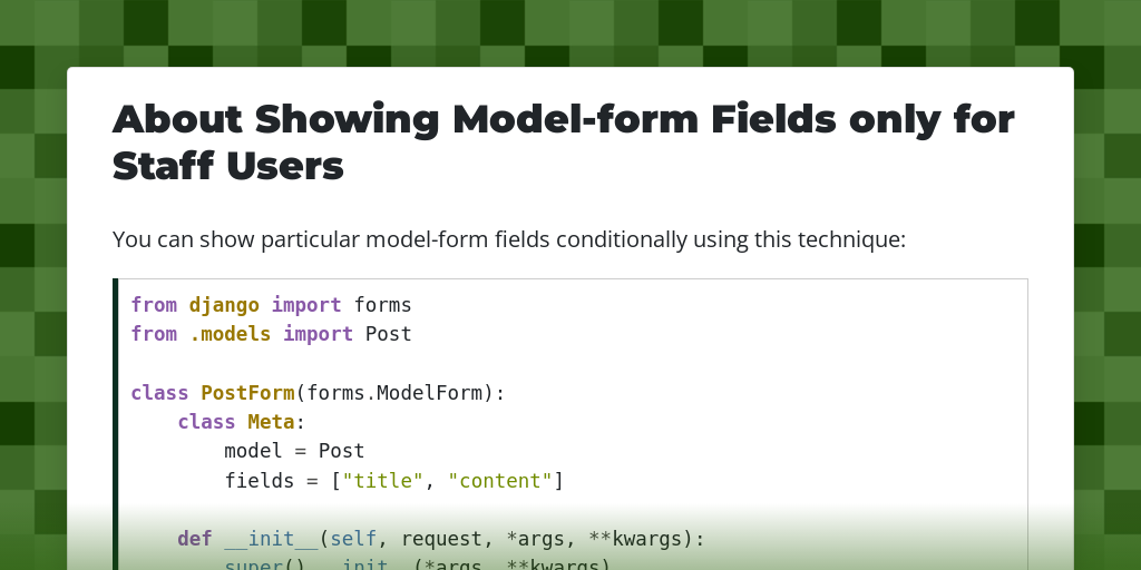 About Showing Model-form Fields only for Staff Users