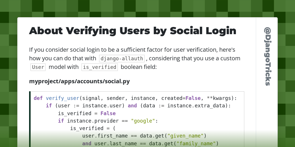 About Verifying Users by Social Login