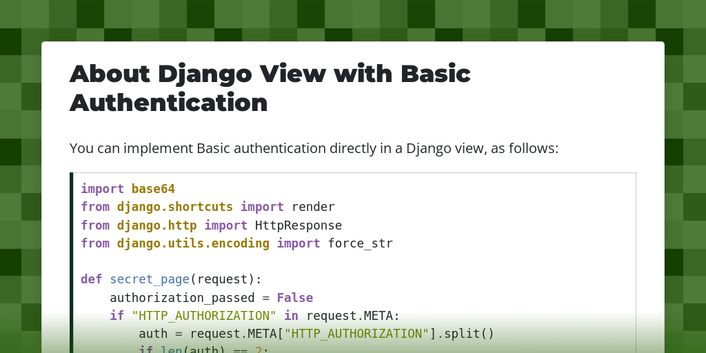 About Django View with Basic Authentication