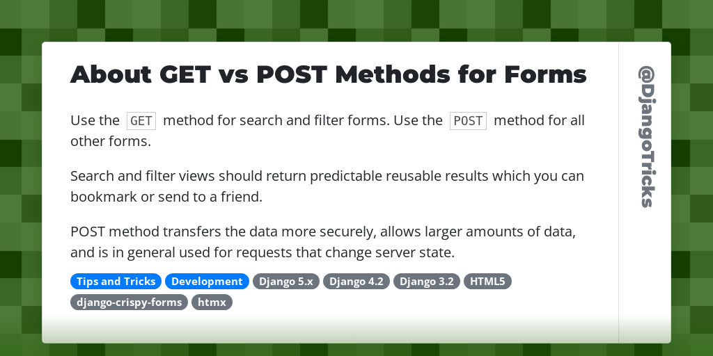 About GET vs POST Methods for Forms