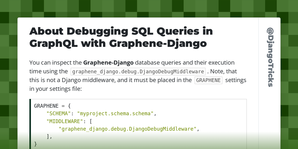 About Debugging SQL Queries in GraphQL with Graphene-Django