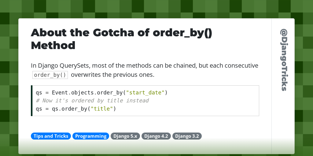 About the Gotcha of order_by() Method