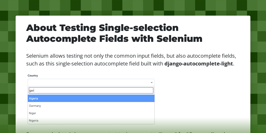 About Testing Single-selection Autocomplete Fields with Selenium