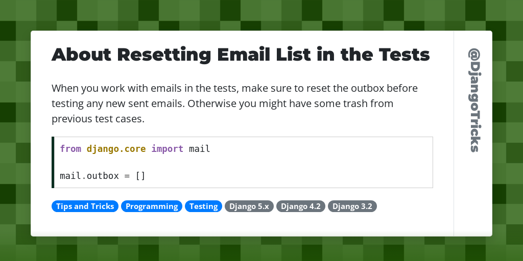 About Resetting Email List in the Tests