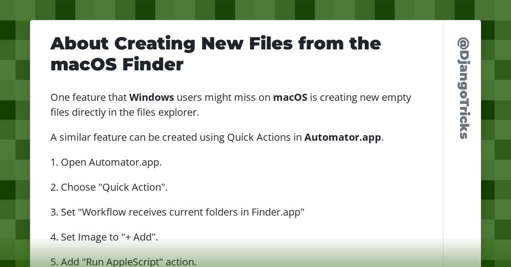 About Creating New Files from the macOS Finder