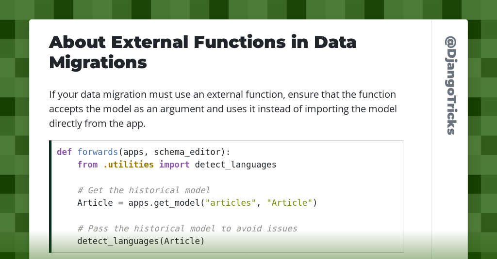 About External Functions in Data Migrations